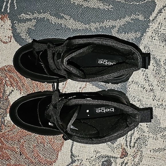 Bebe quilted boots black logo pocket lace up new - Picture 7 of 8